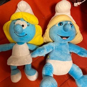 2 Smurfette Stuffies good condition